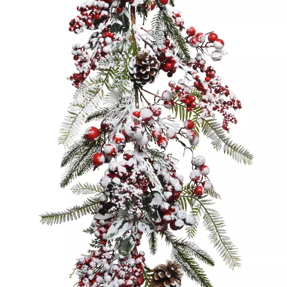 Ghirlanda decorata Bacche brinate Rosso 1