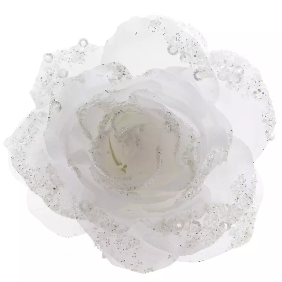 Fleur décorative sur pince Rosace Blanc 1