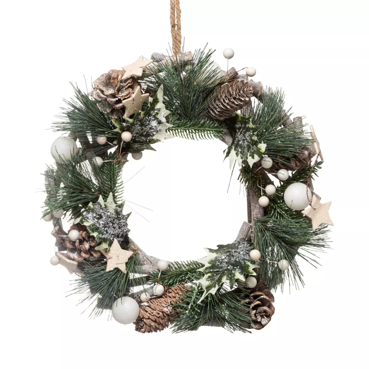 Couronne de Noël décorée Branches étoiles 1