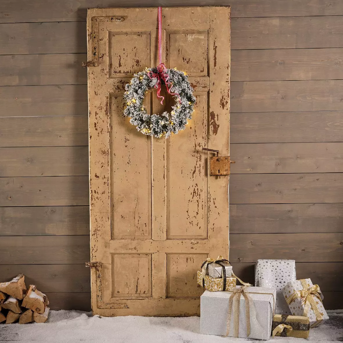 Couronne de Noël lumineuse Royal 50 cm vert enneigé  Blanc chaud 3