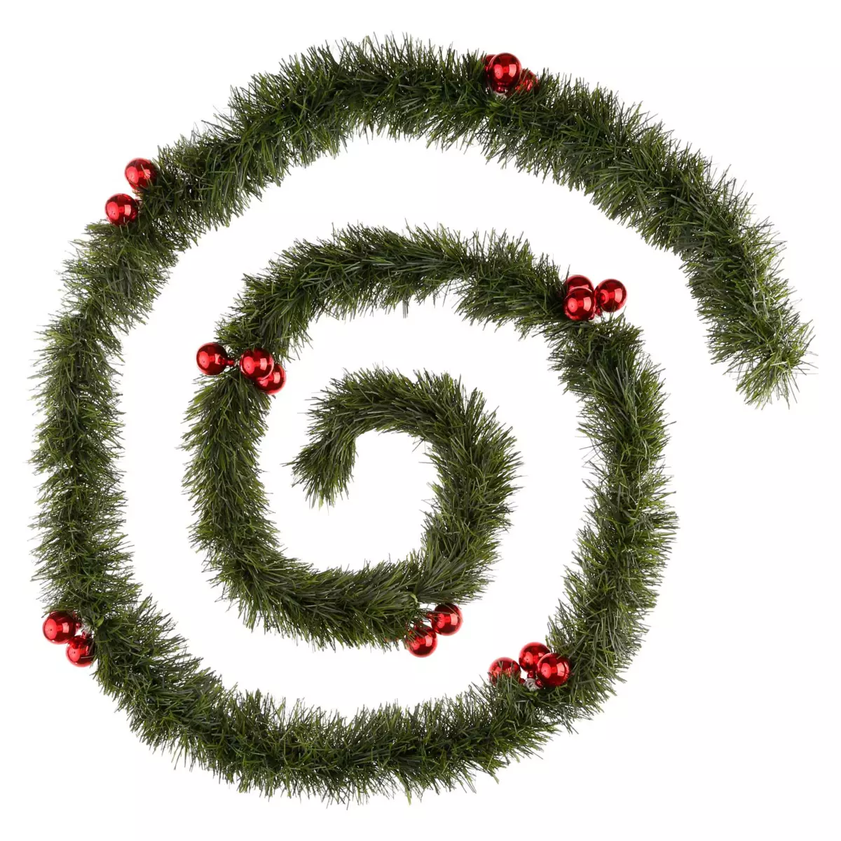 Versierde guirlande met kerstballetjes Rood 1