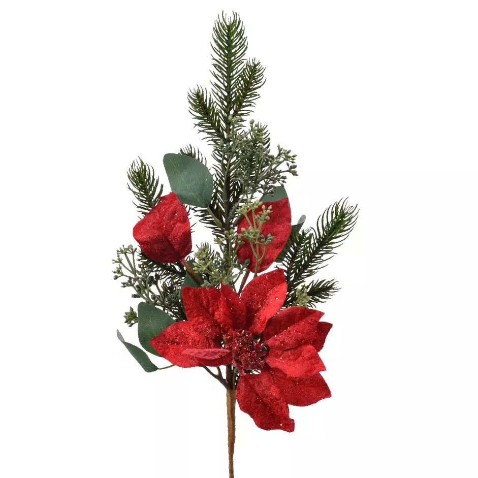 Deko-Zweig Weihnachtsstern Groß Grün 1