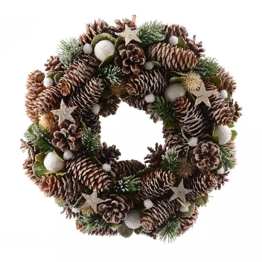 Geschmückter Weihnachtskranz mit Zapfen 1
