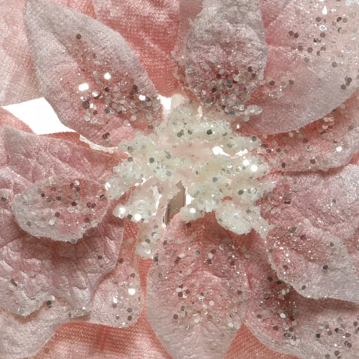 Poinsettia de Noël Velours  sur clip Rose poudré 3