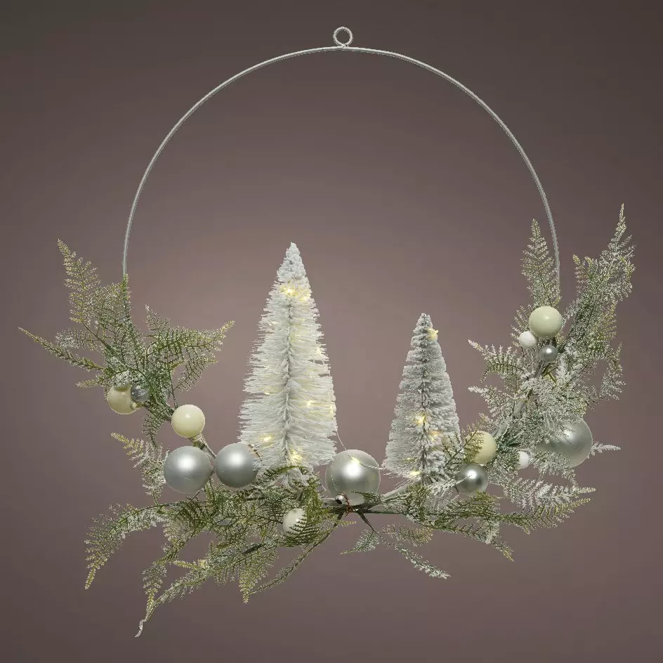 Couronne de Noël lumineuse Sapin hivernale Argent 1