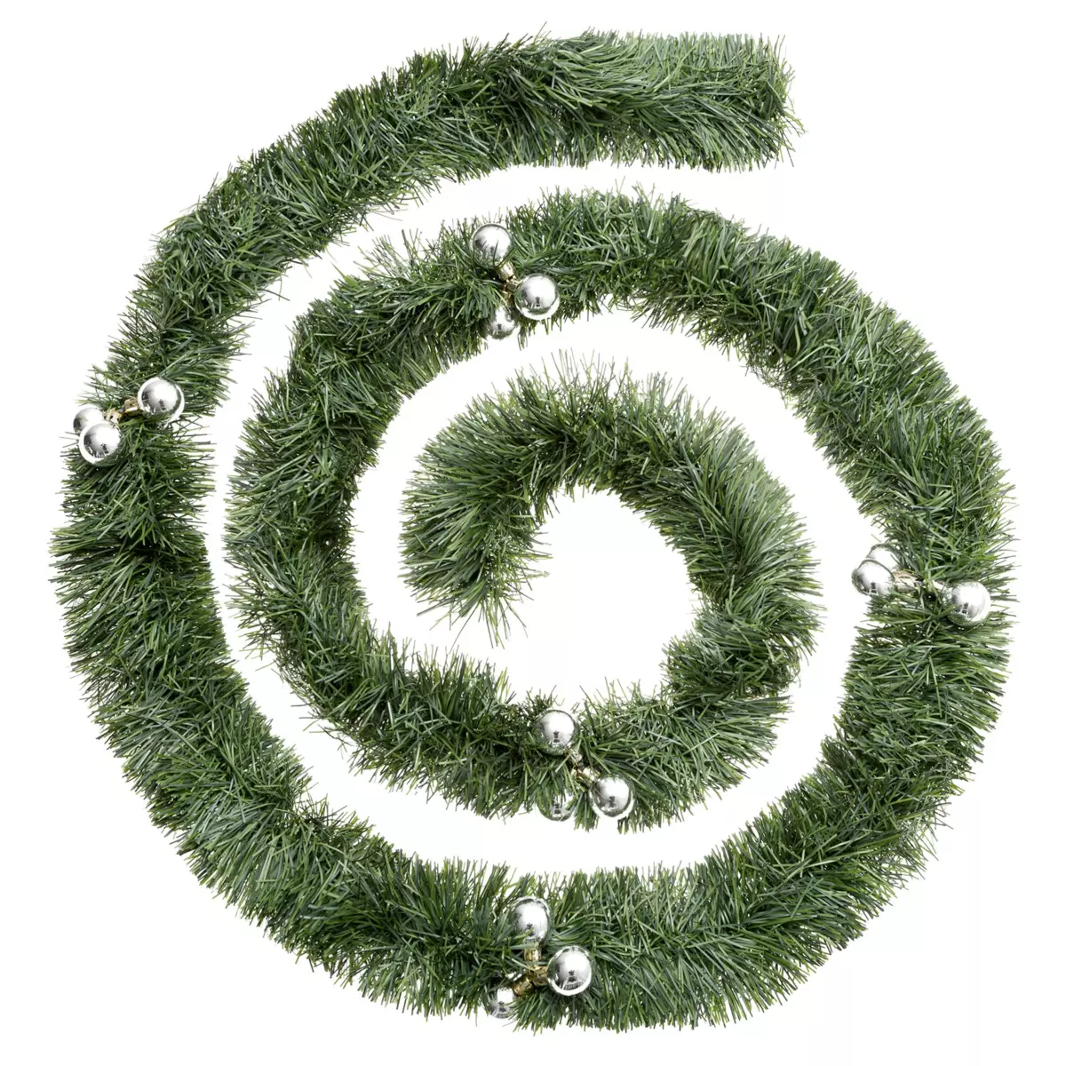 Versierde guirlande met kerstballetjes Zilver 1