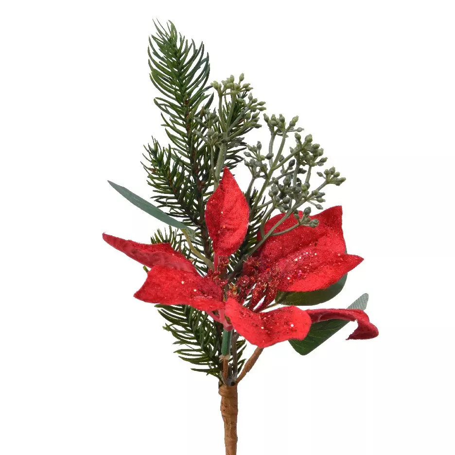 Deko-Zweig Weihnachtsstern Grün 1