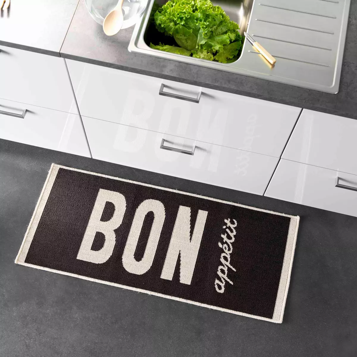 Tapis de cuisine (120 cm) Appetito Noir