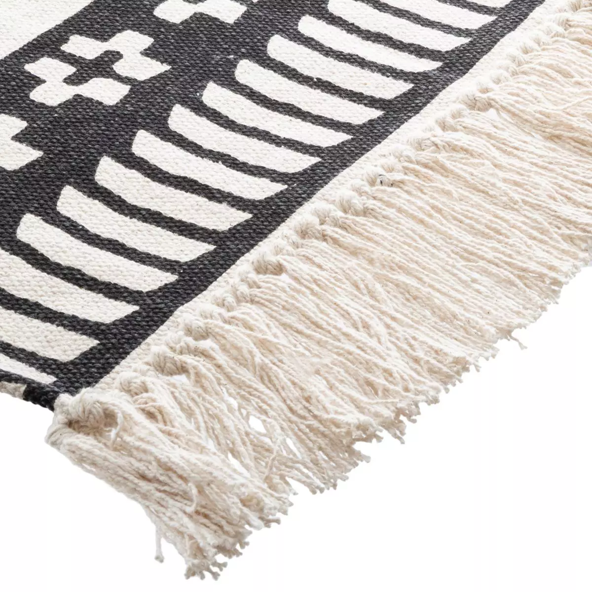 Tapis coton (170 cm) Delhi Noir et blanc 3