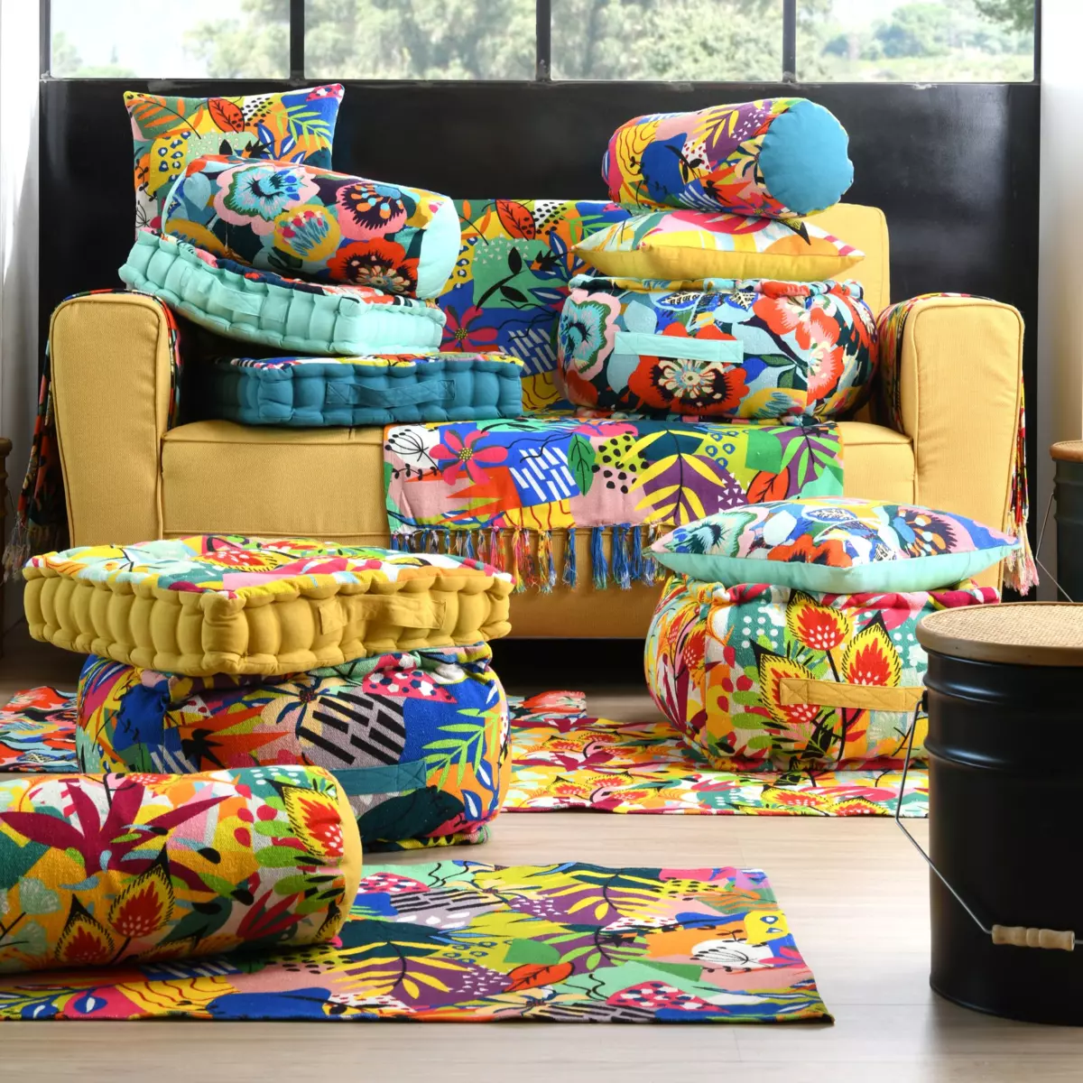 Tapijt katoen (90 cm) Popart Mosterdgeel 4