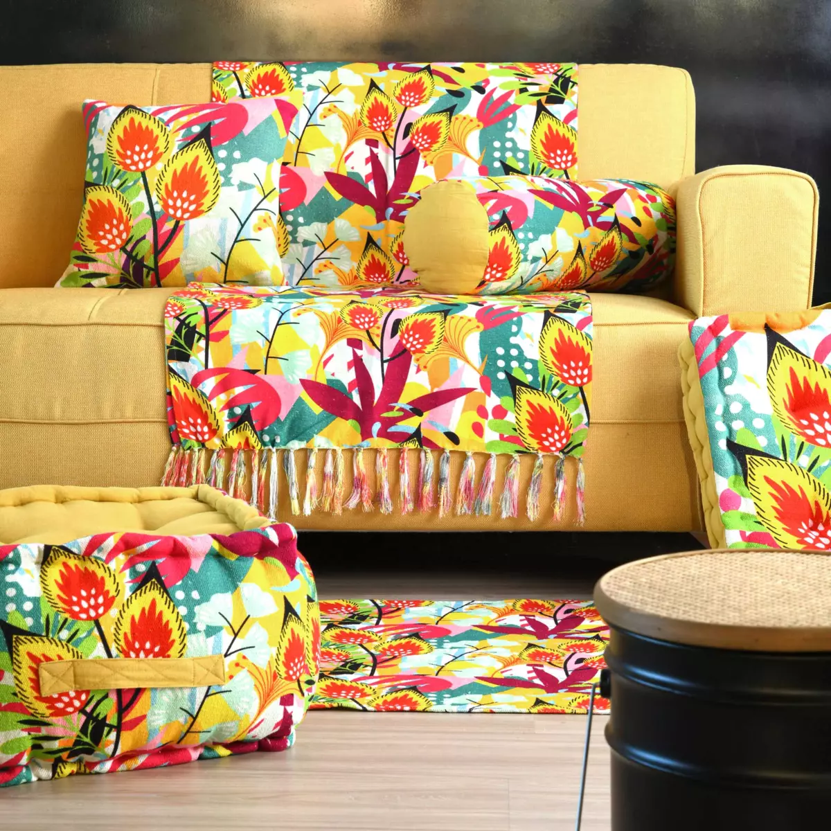 Tapijt katoen (90 cm) Popart Mosterdgeel 5