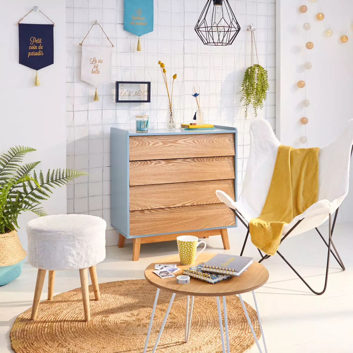 Pendellampe i metal (D19 cm) Diamant Sort