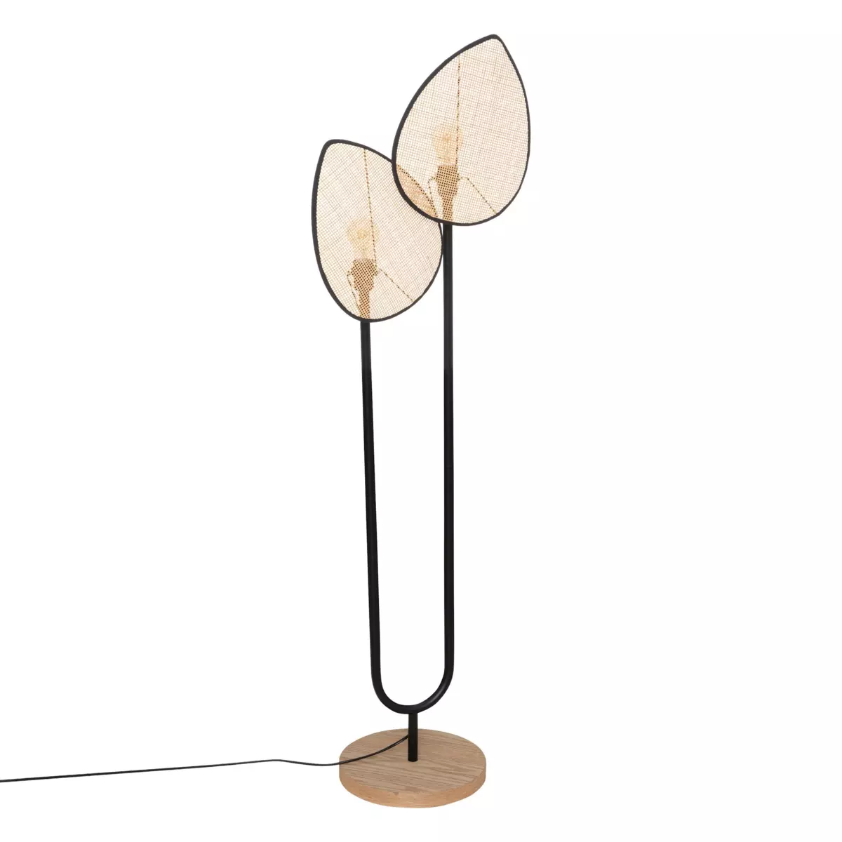 Dubbele rotan vloerlamp (H143 cm) Olme Beige