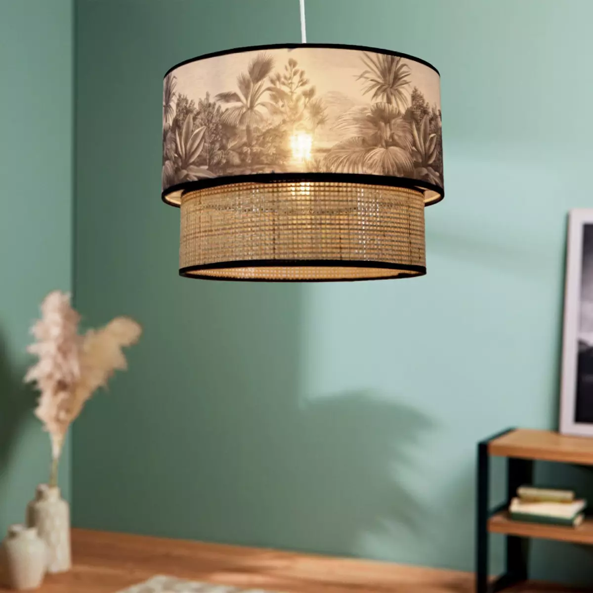 Lampadario 2 abats-jour Ombrage Nero 1