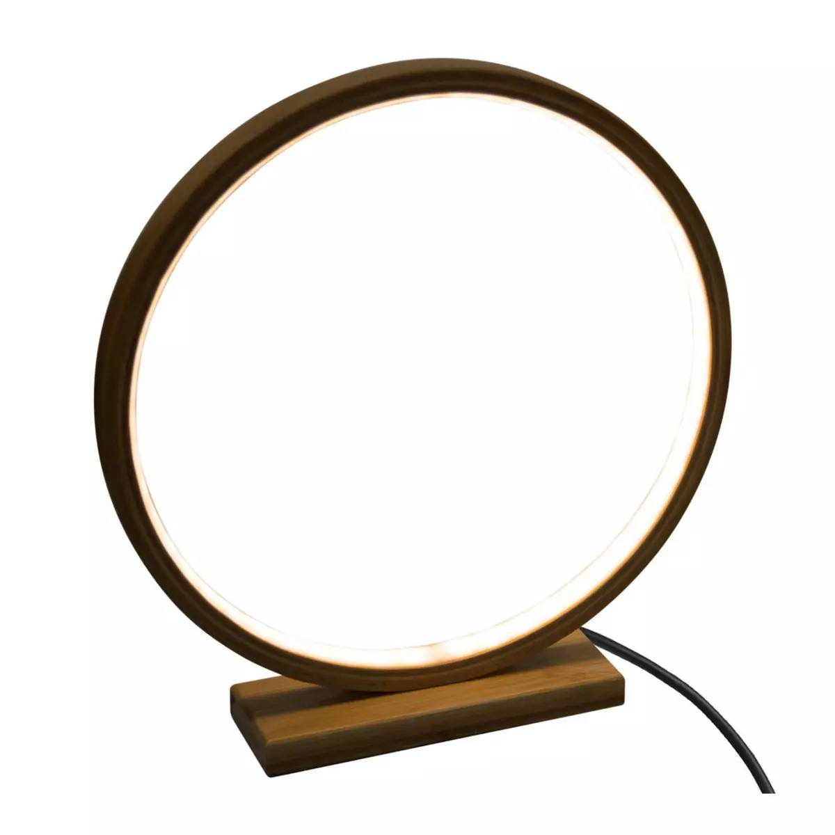 Tischleuchte LED Rund Holz 3