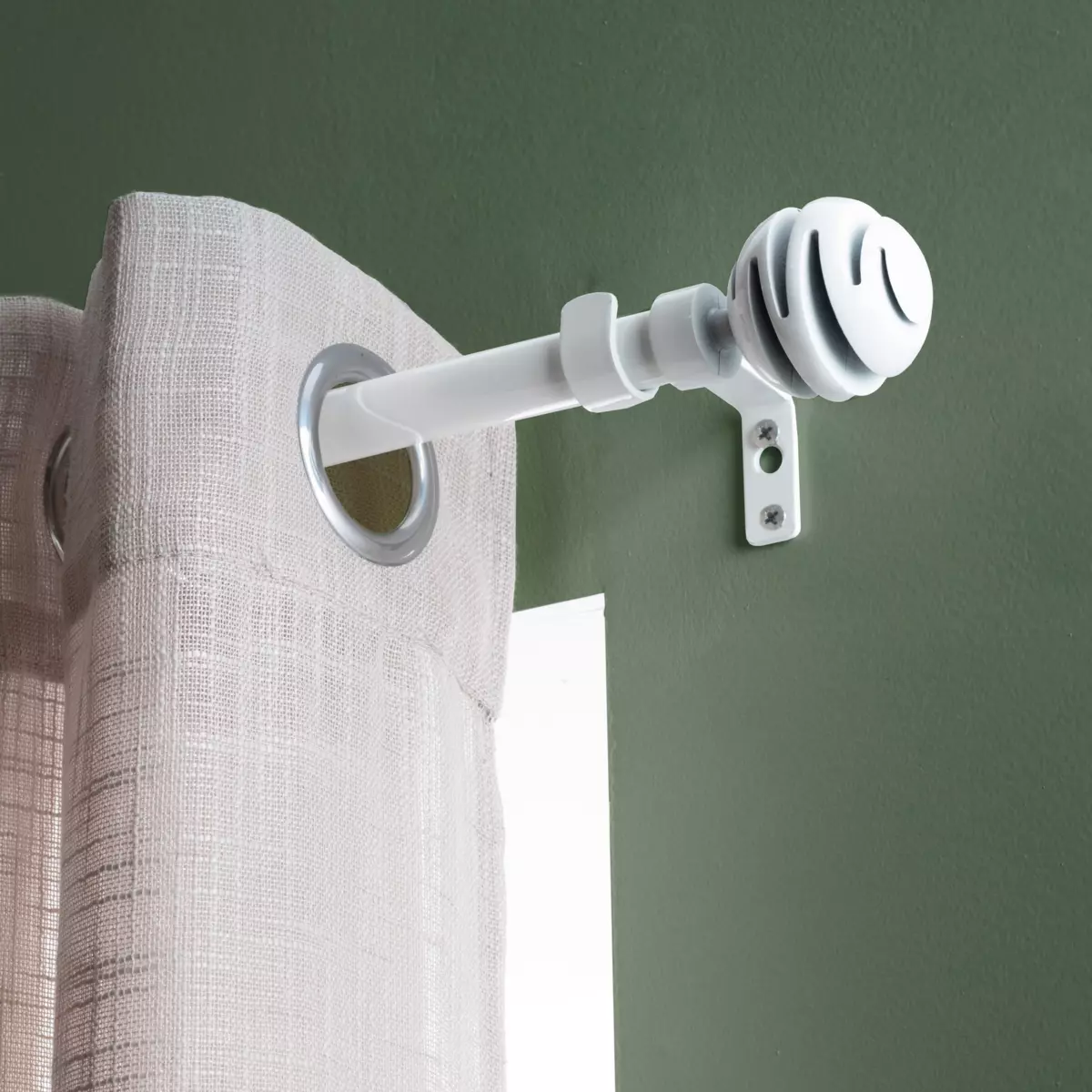 Kit de tringle extensible (L210 - L380 cm / D19 mm) Villalouise Blanc laqué 1