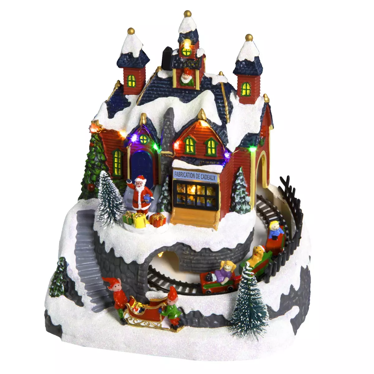 Villaggio di Natale luminoso Bottega e trenino di Natale luminoso e musicale a pile 2