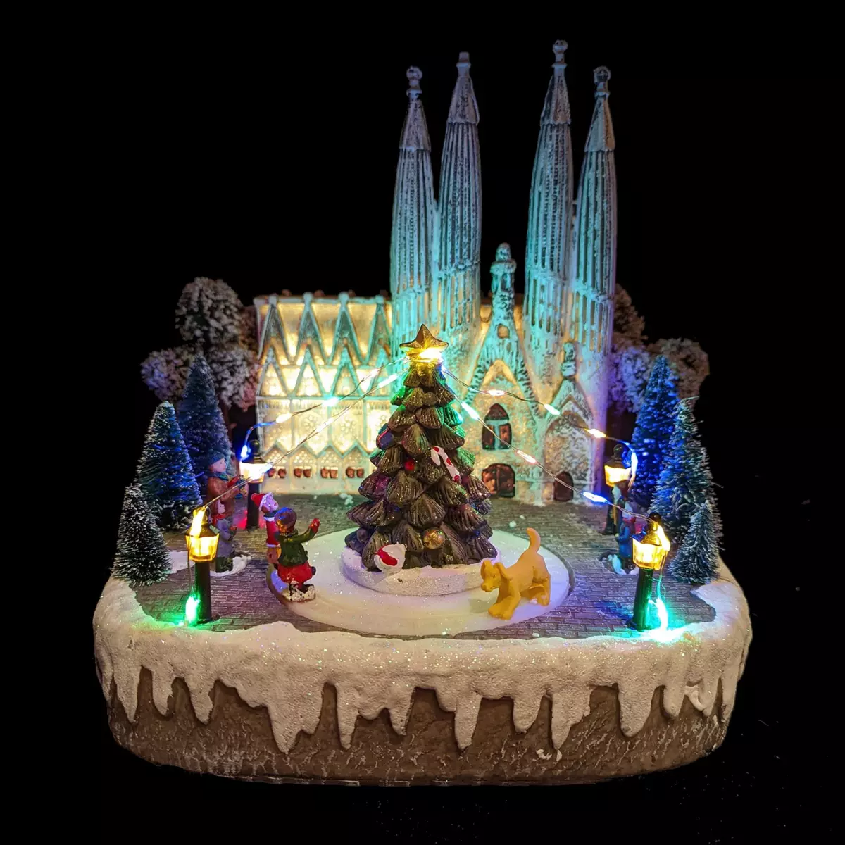 Scena di vita illuminata e musicale Barcellona 1