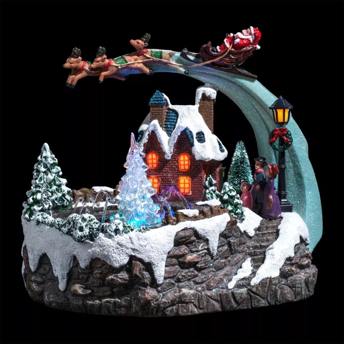 Weihnachtsdorf mit LEDs & Musik Springbrunnen 2