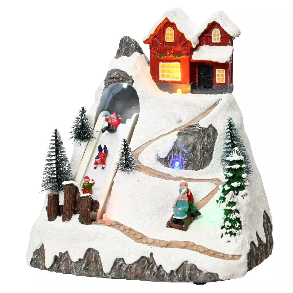 Beleuchtetes Weihnachtsdorf Wintersport batteriebetrieben 1