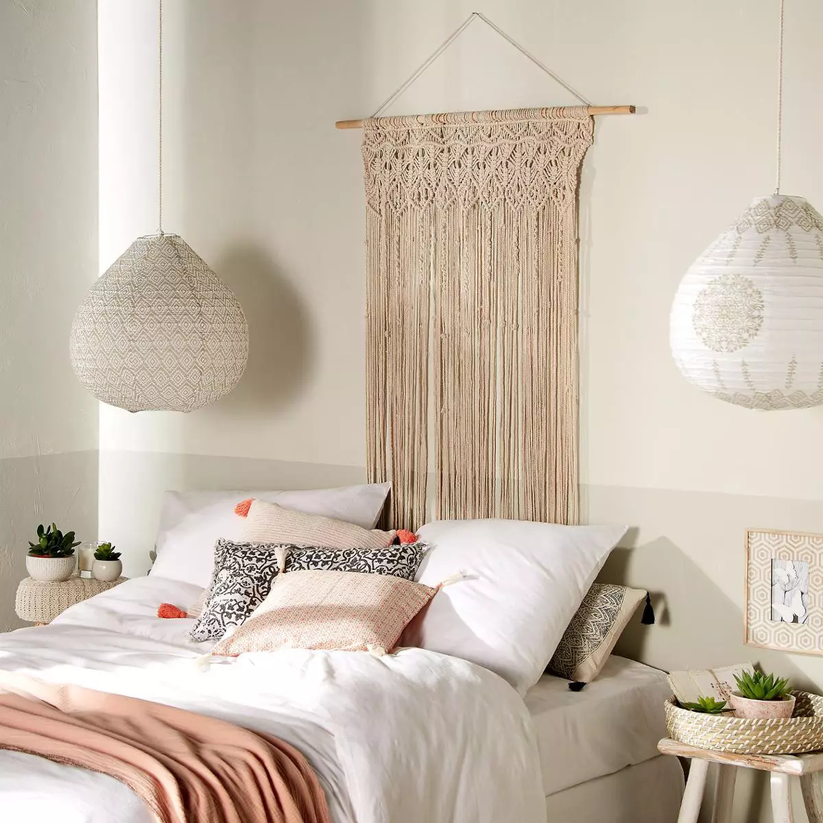 Rideau de fil (90 x 200 cm) Macram Beige 2