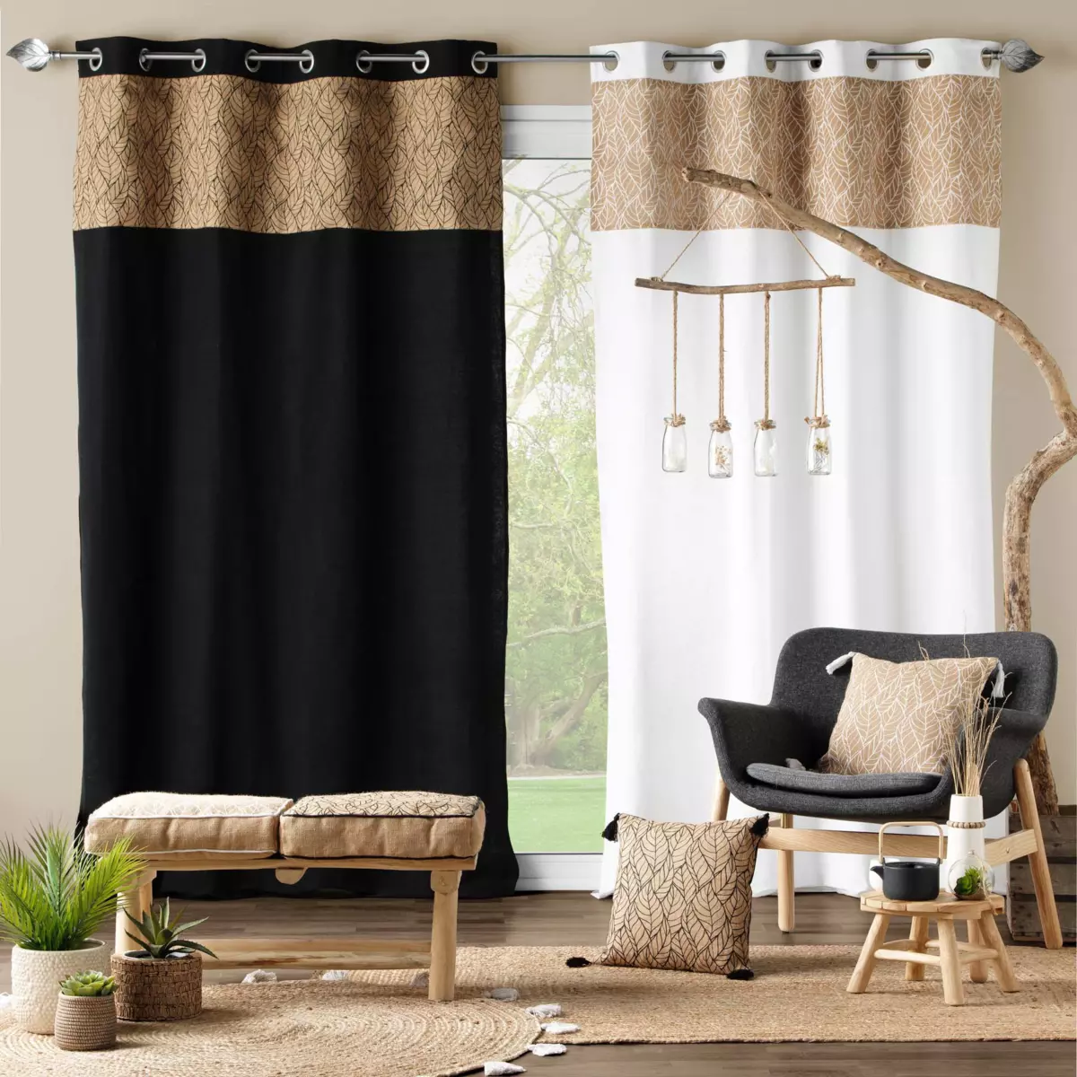 Rideau coton (140 x 240 cm) Kalinda Blanc 2