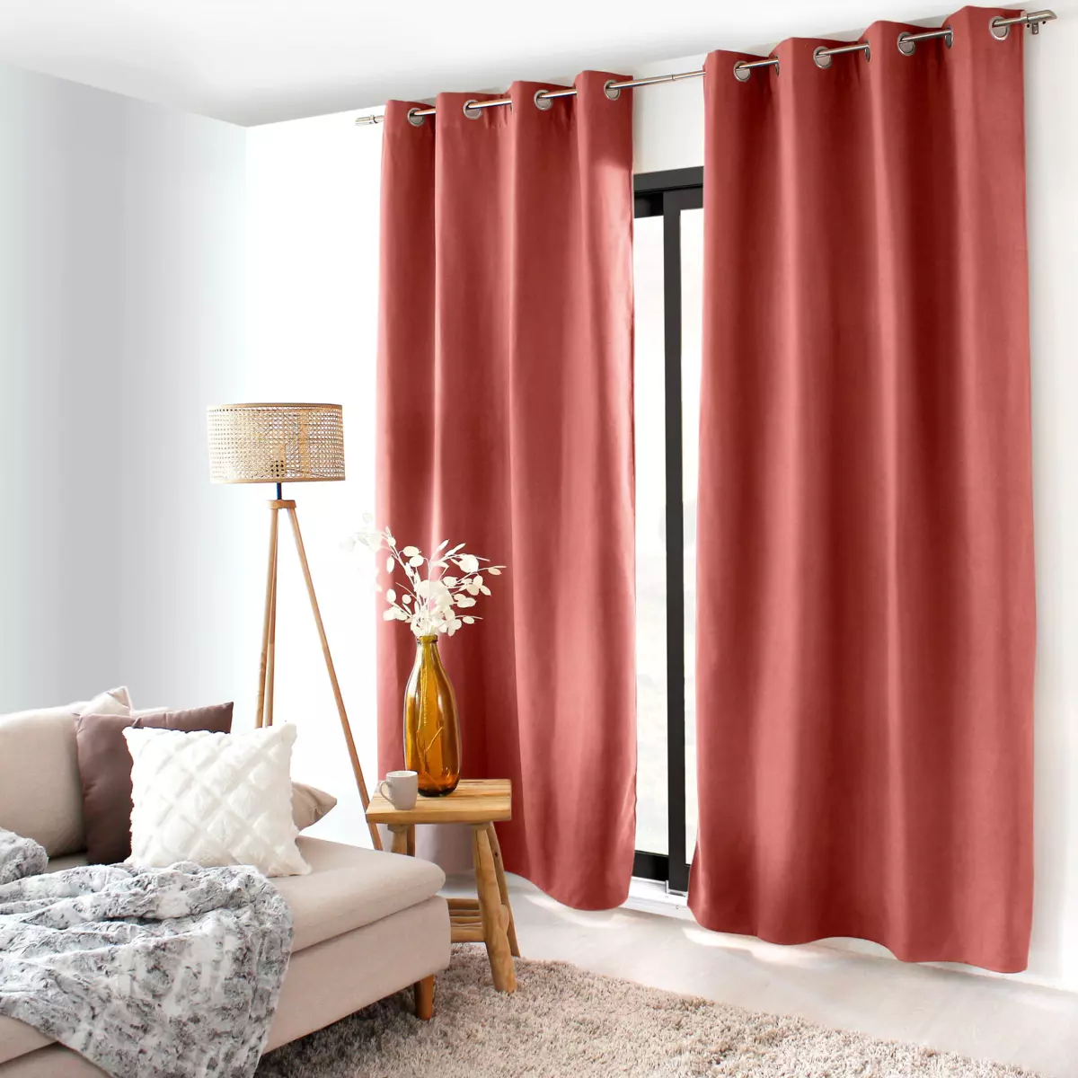 Rideau occultant isolant (135 x 240 cm) Nordica Terracotta 1