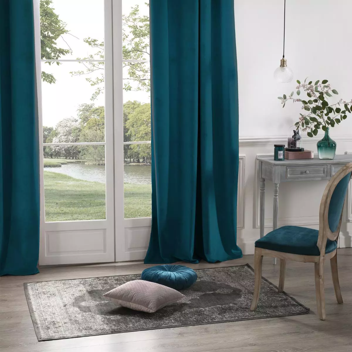 Coppia di tende in velluto blu polvere, tende in velluto per camera da letto, tende in velluto per soggiorno, tende personalizzate - Italia