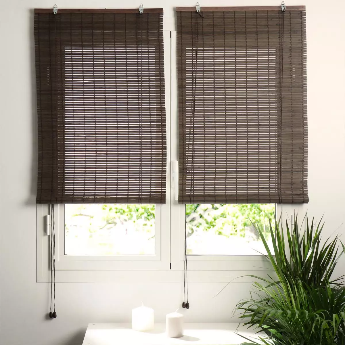 Tenda a rullo in legno (40 x H130 cm) Bambù Cioccolato 1