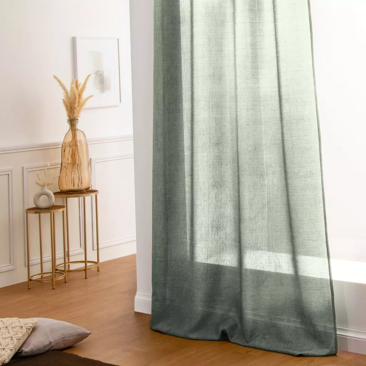 Douceur D'Intérieur Tenda A Passanti 140x260 Cm – Tessuto Unico In Poliestere, Colore Beton, Lavabile