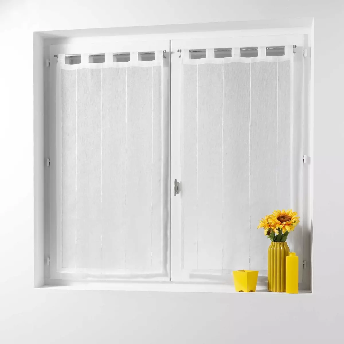 Coppia di tendine trasparenti (60 x 120 cm) Linahe Bianco 1