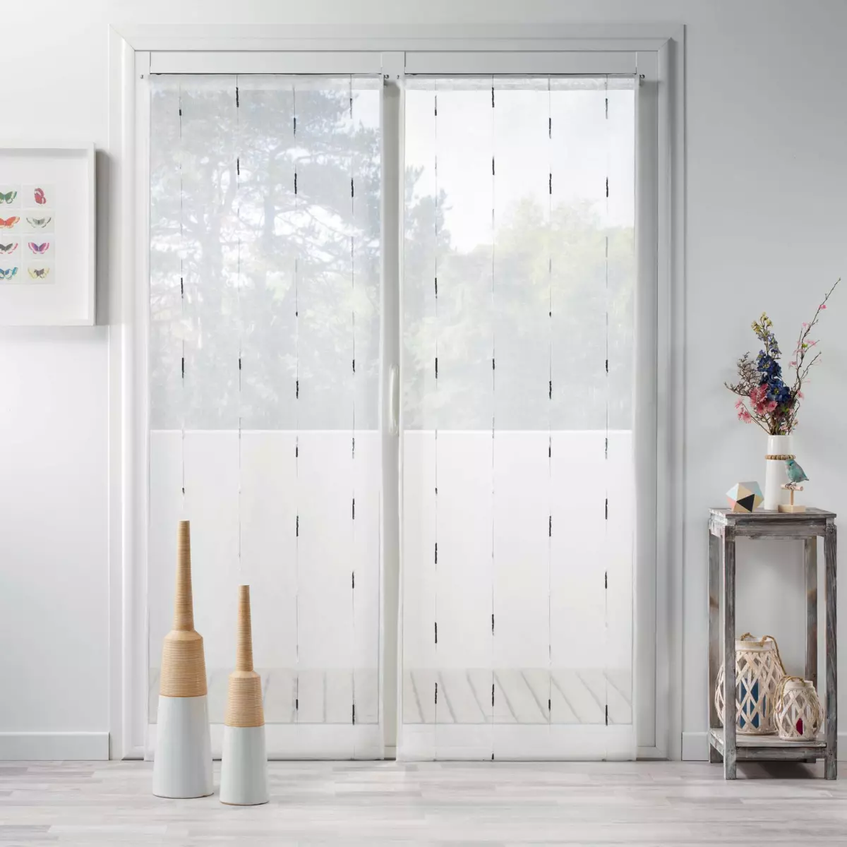 Par de visillos (70 x 240 cm) Chenilla Gris 1