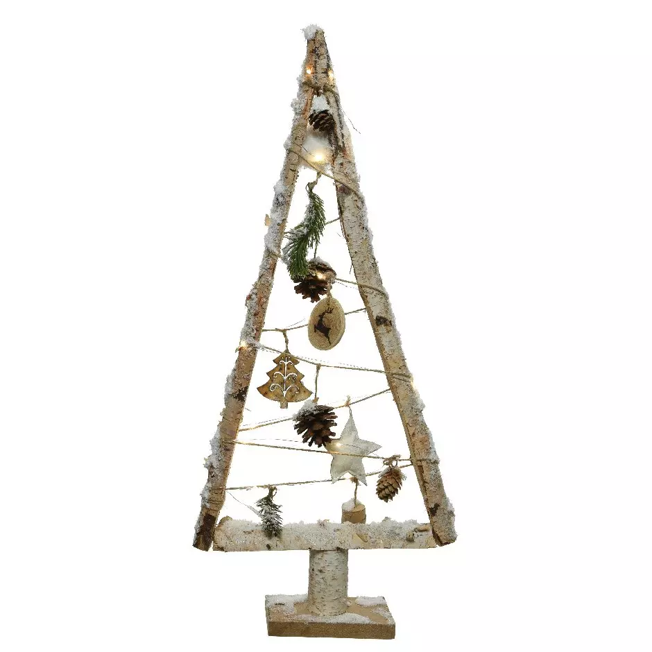 Sapin en bois à piles Icelandia illuminé Blanc chaud 3