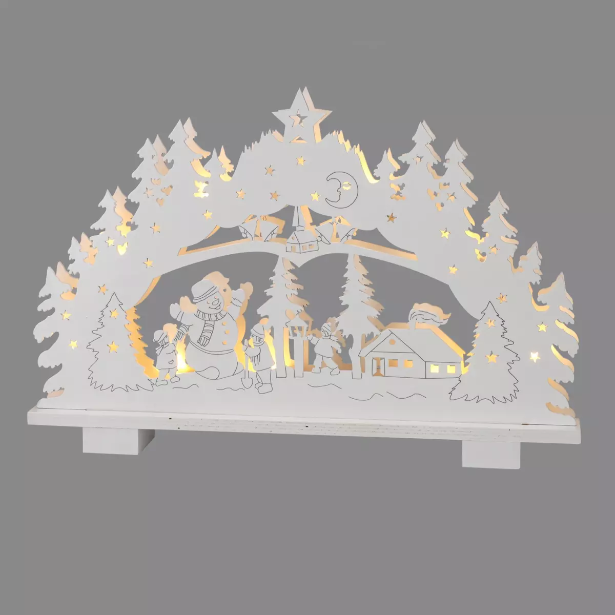 Village enchanté en bois illuminée 10 LED Blanc chaud 1
