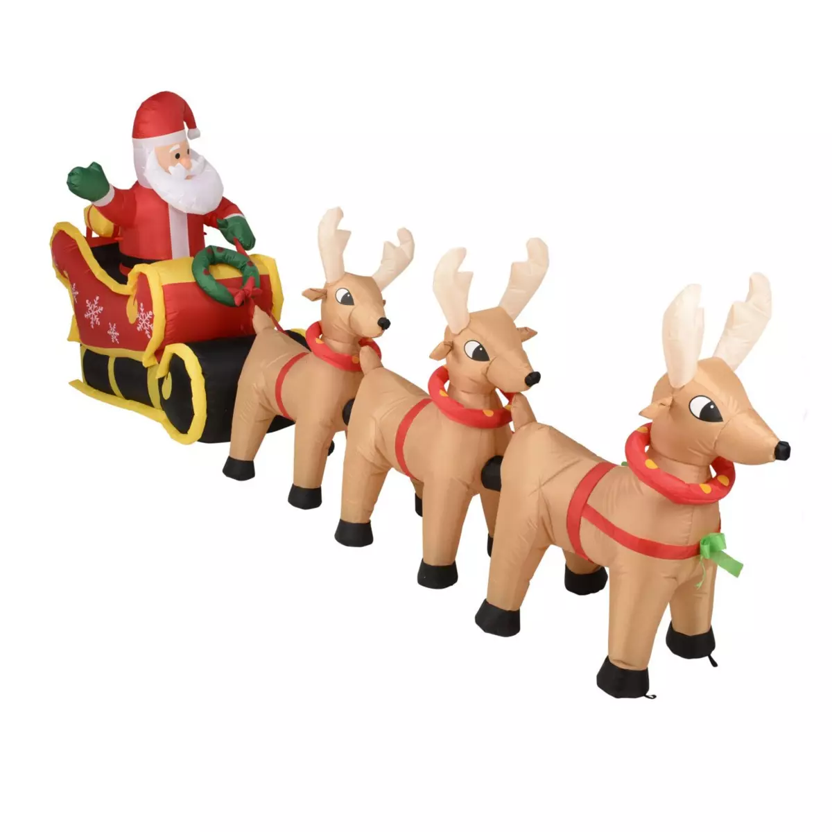 Opblaasbare verlichte kerstman Slee 1