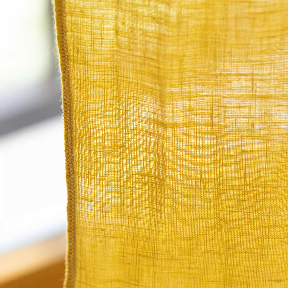 Tenda regolabile lino lavato (140 x max 270 cm) Louise Giallo senape 3