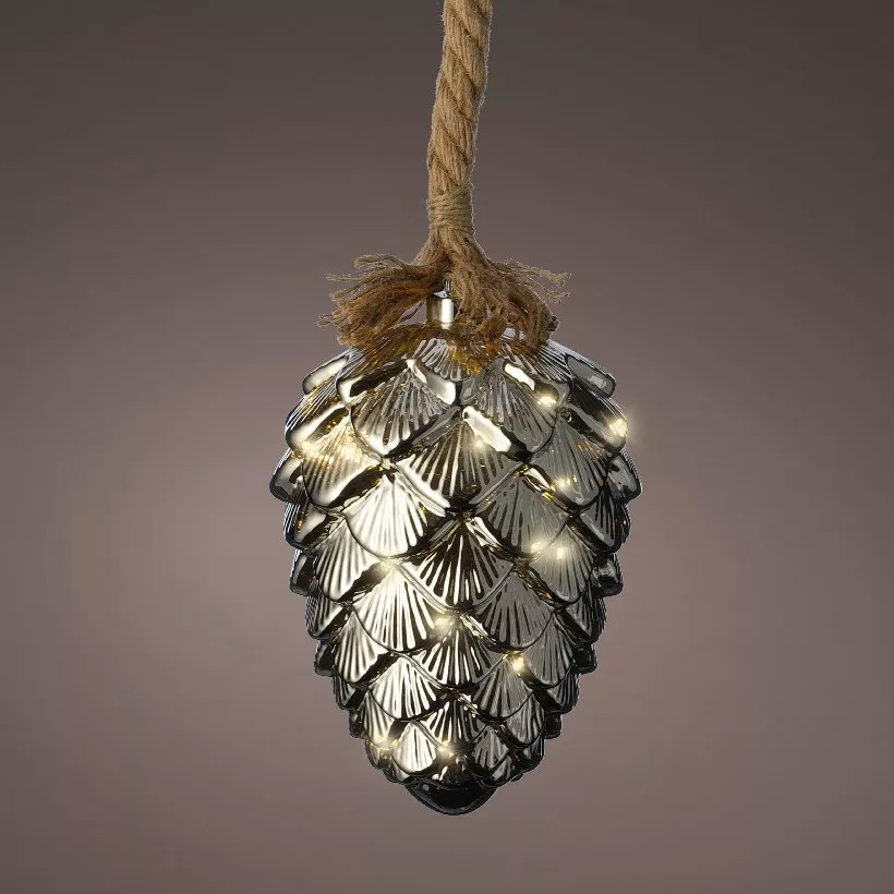 Batteriebetriebener leuchtender Tannenzapfen Anhänger Warmweiß