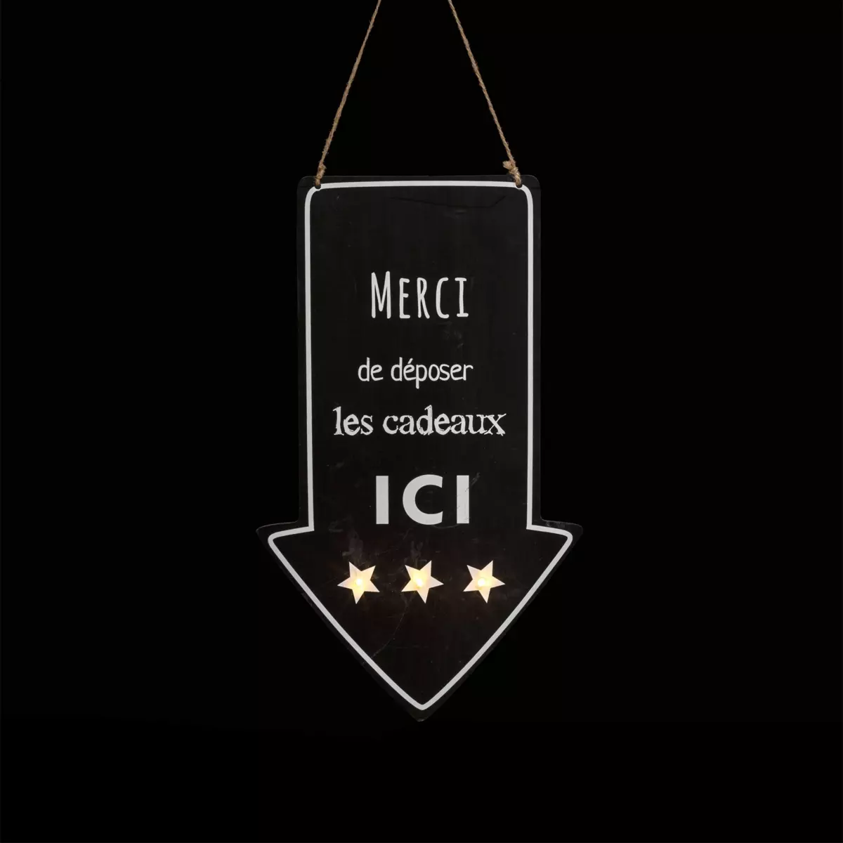 Pancarte lumineuse à piles Flèche blanc chaud et noir 3