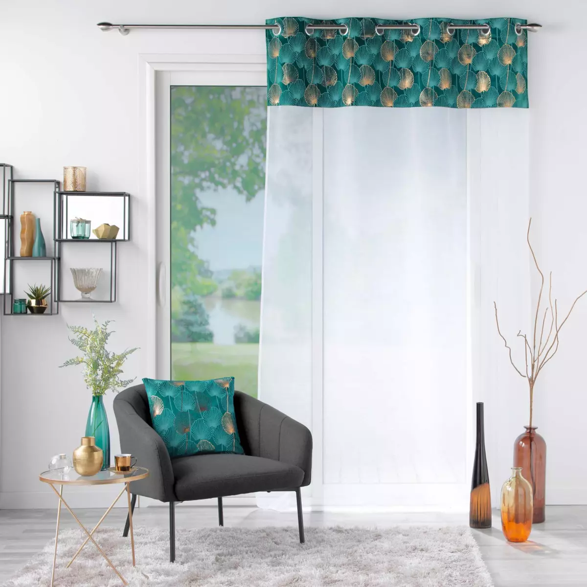 Voilage (140 x 240 cm) Clairine Vert émeraude 1