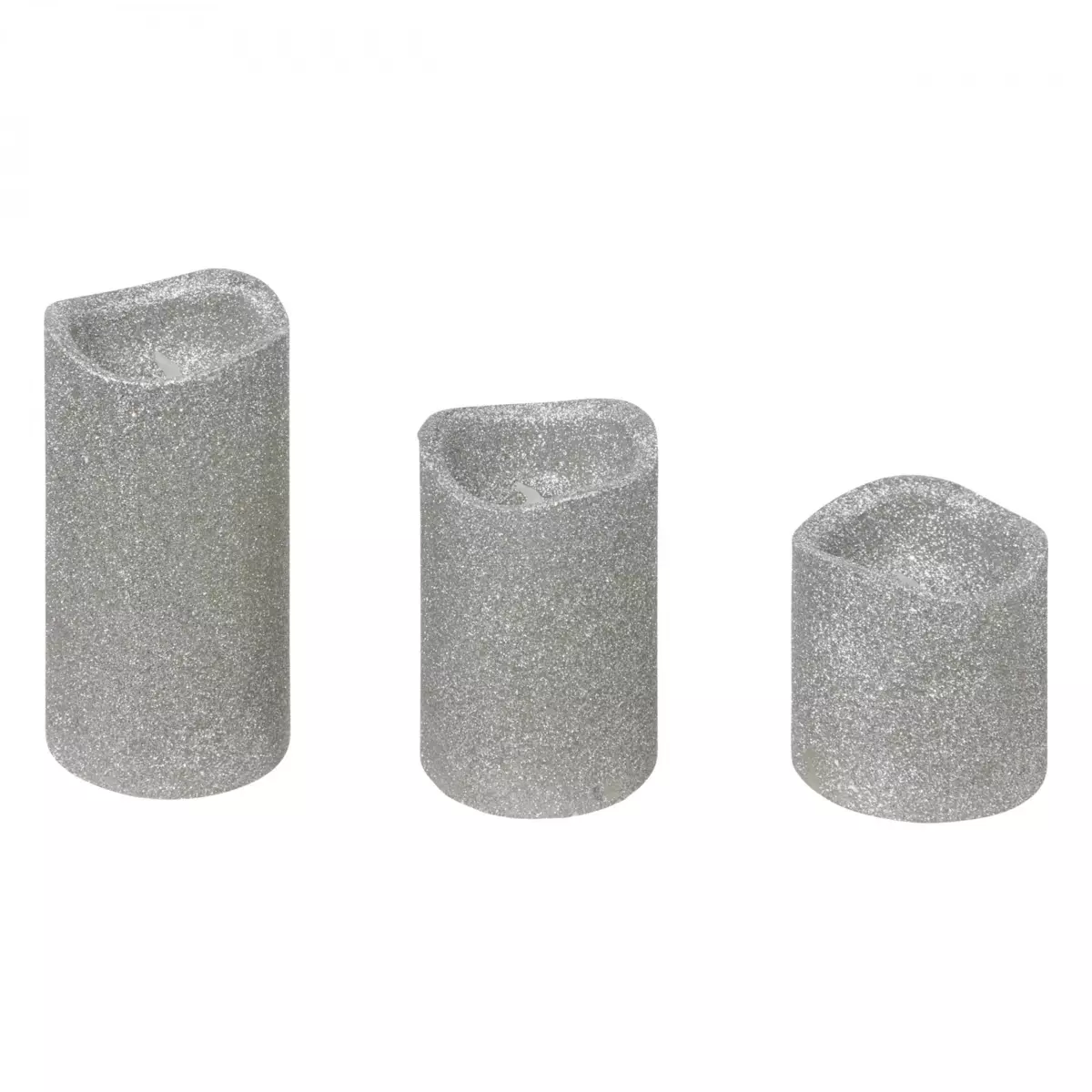 Lote de 3 velas LED à paillettes Plata 1