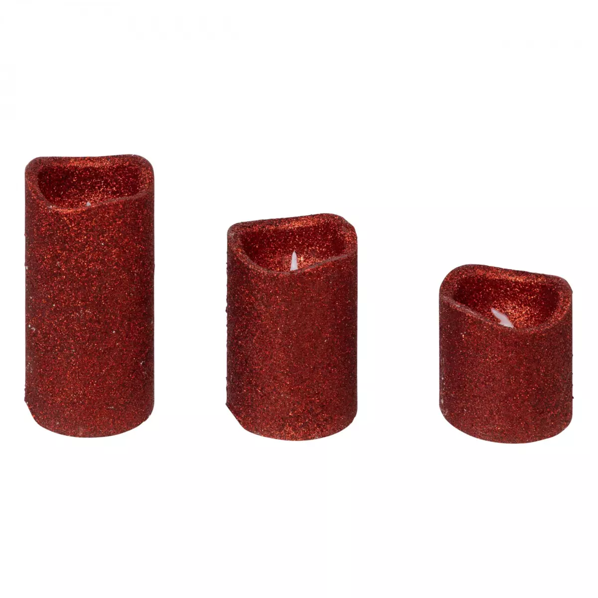 Lote de 3 velas LED  con brillos Rojo 1
