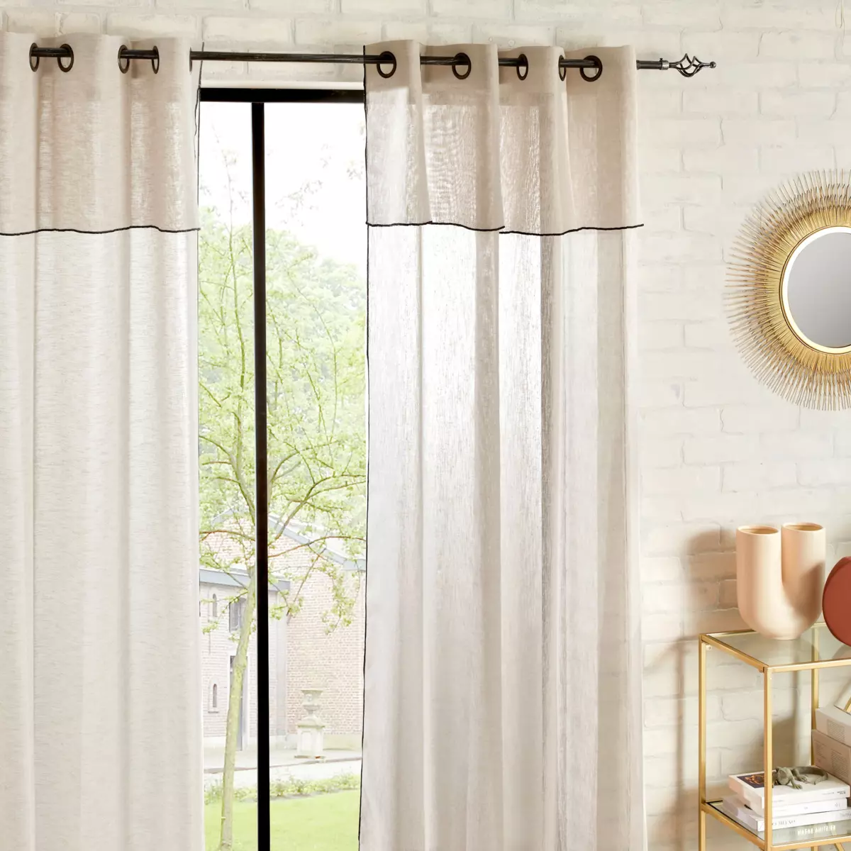 Visillo con volante (140 x 240 cm) Fred Beige