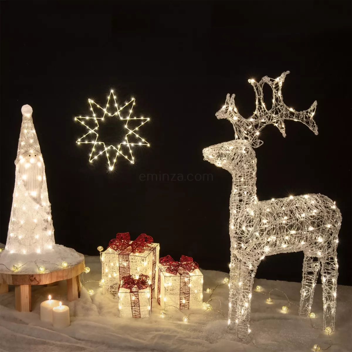 3er Set LED Deko-Geschenke Altone Warmweiß 65 LEDs - Weihnachtsdeko