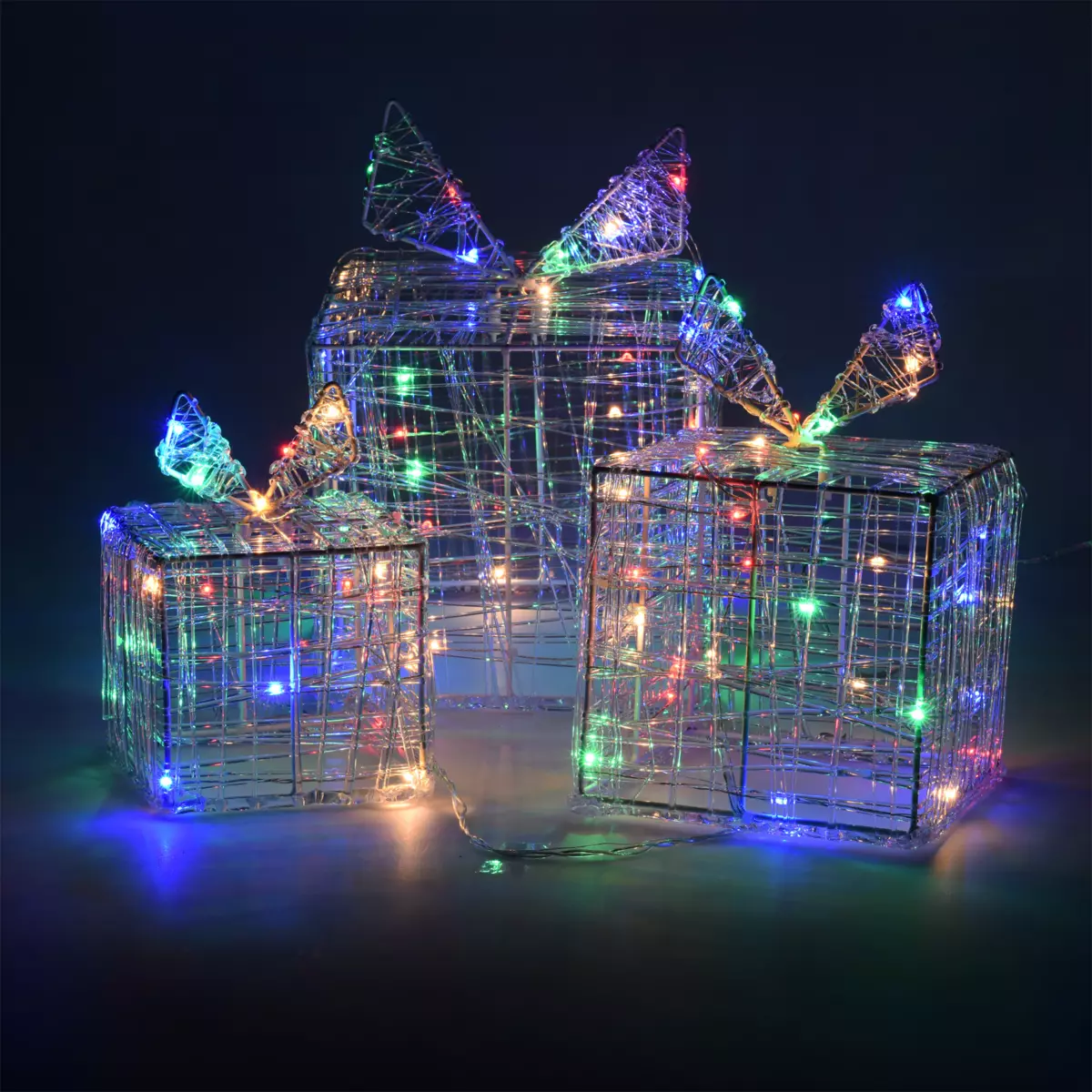 Set van 3 verlichte cadeaus Veelkleurig 90 LED 1