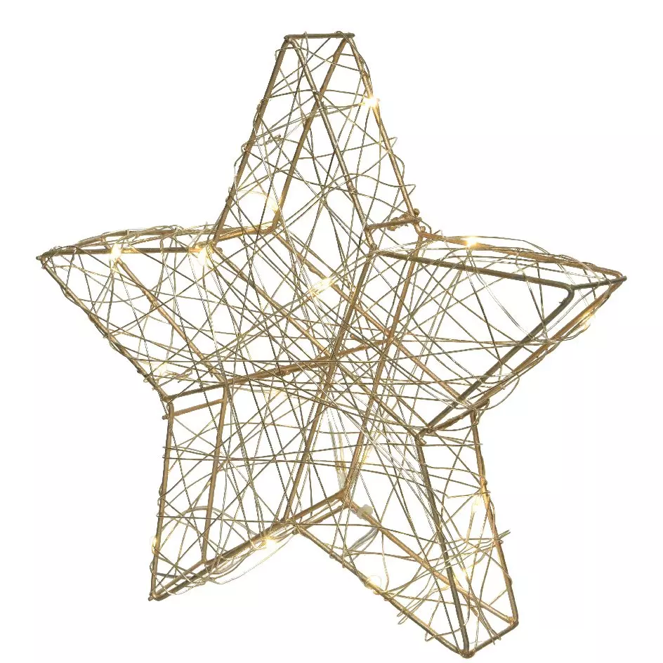 Étoile lumineuse à piles Posy Or et  Blanc chaud
