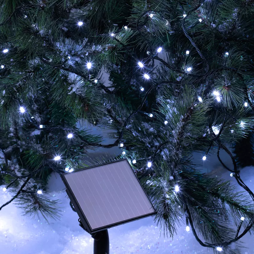 Verlicht zonne-energie lichtsnoer 5 m koudwit 50 LED 1