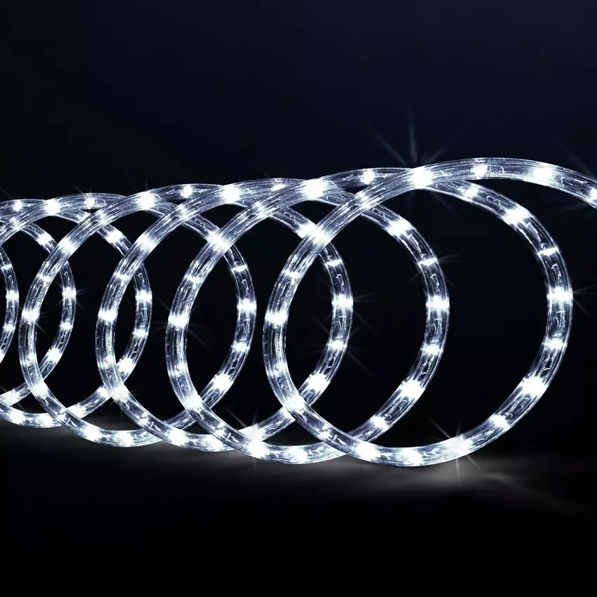 Tubo LED Effetto Neon Bifacciale 50m - 6000 LED Bianco Freddo, Luce Fissa Per Esterno, IP44