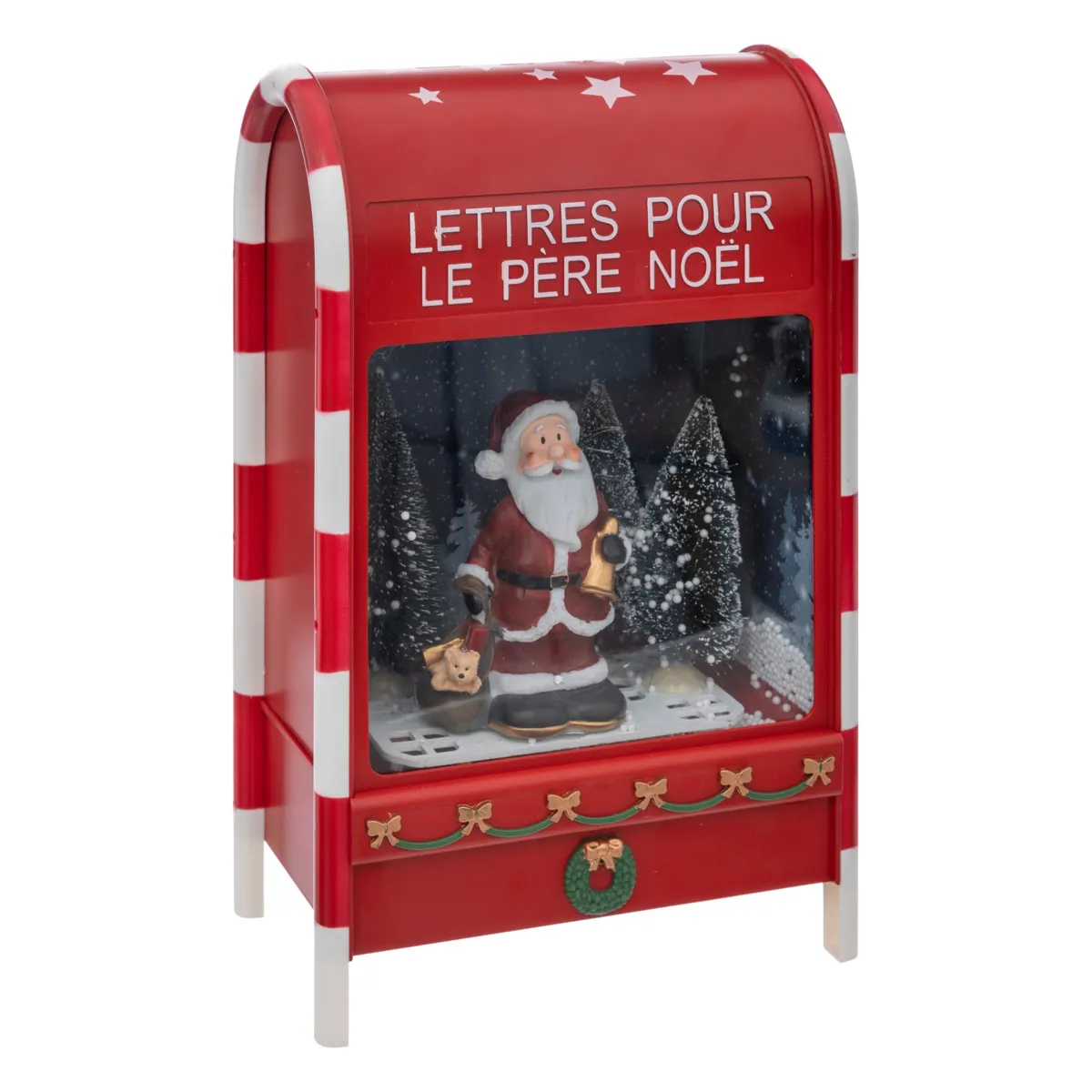 Lanterne Boule à Neige Noël Musicale Illuminée - Père Noël Rotative Avec Minuterie Et Projection, Décoration Scintillante