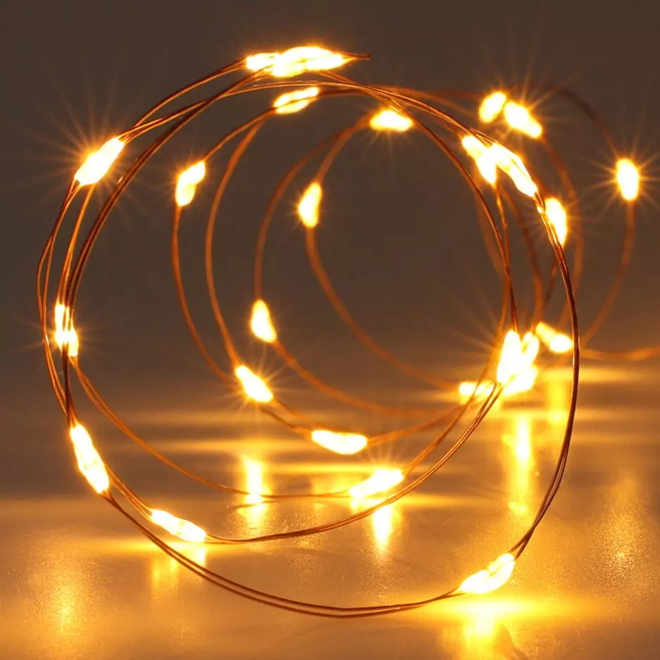 Micro-LED Lichterkette 4,95 m Extra warmweiß 100 LEDs CO à piles - Weihnachts-beleuchtung