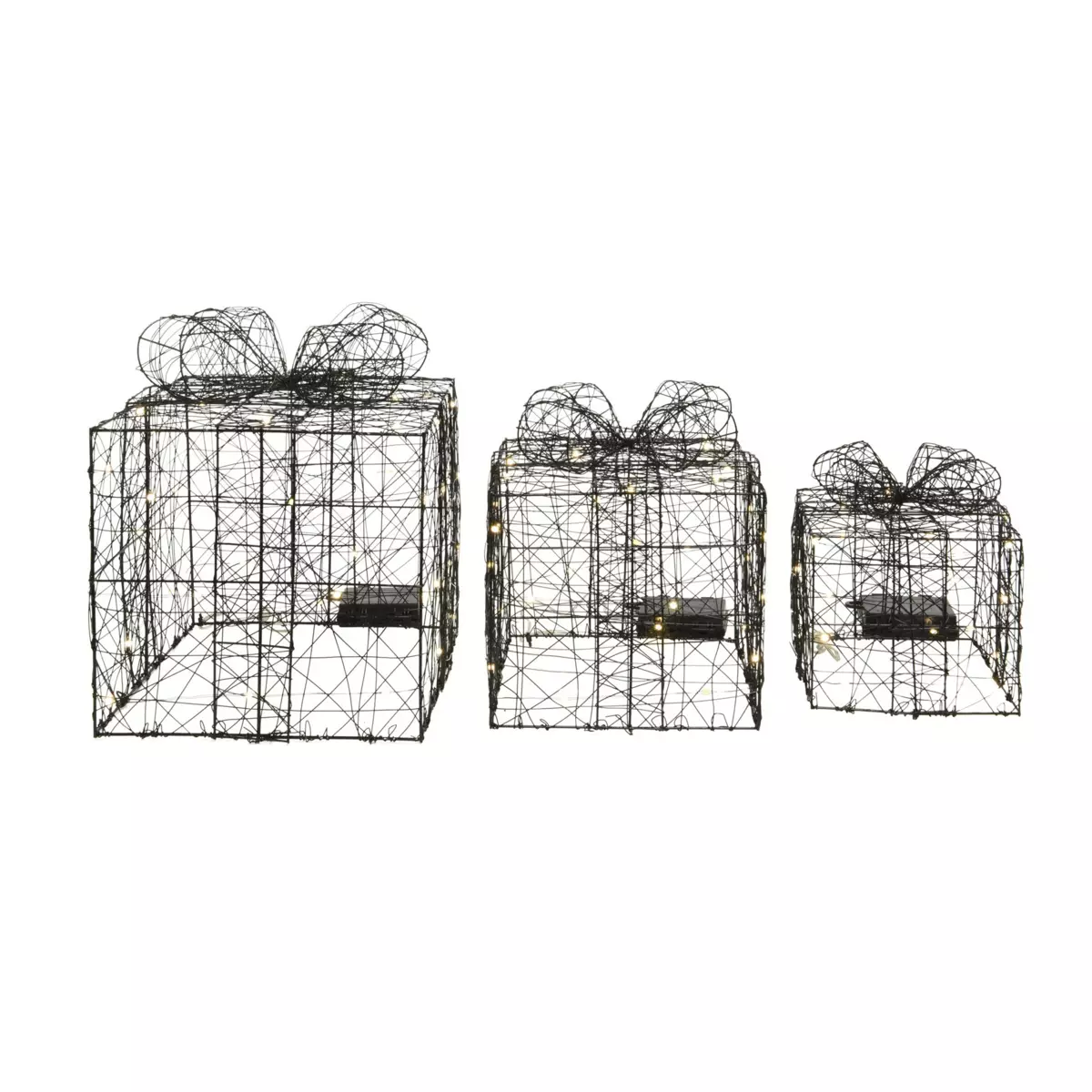 Batteriebetriebenes 3er Set LED Geschenke Square Warmweiß 5